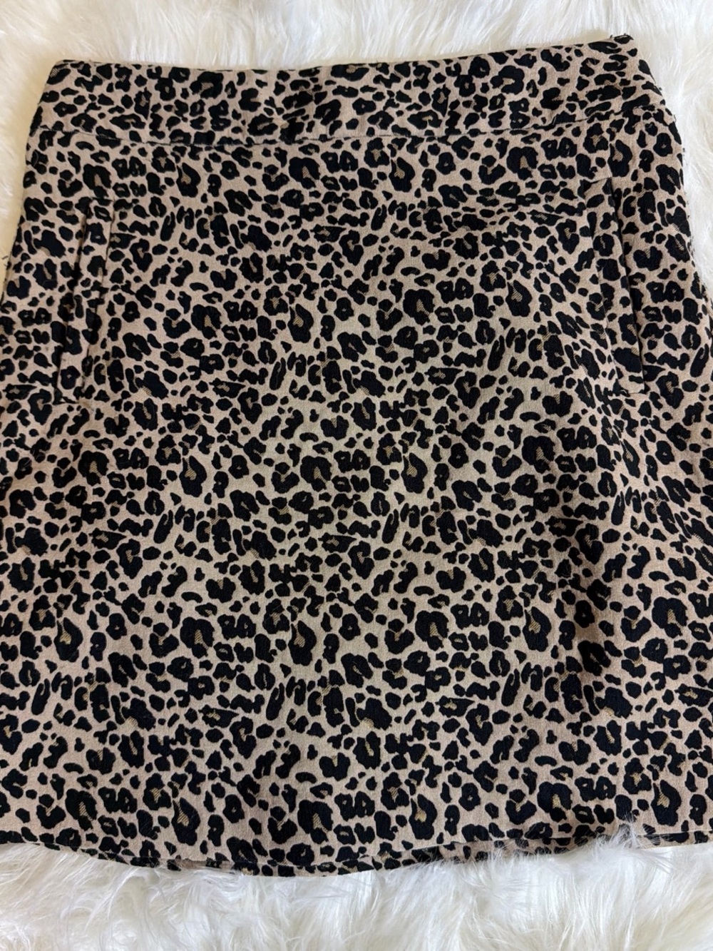LOFT Leopard Print A-Line Mini Skirt - Beige and Black